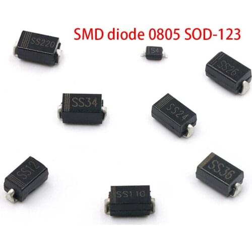 100pcs SMD diode 0805 SOD-123 1N5819 1N4007 1N4148 SOD123 SOD-323 1206 1N4148WS 1N5819WS B5819WS SOD323