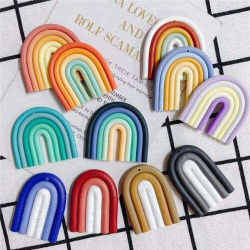 2PCS/lot Candy Colors Rainbow U Shape Hanging Cute Polymer Clay Earrings for Women Fashion Jewelry Making Unique Design Earrings