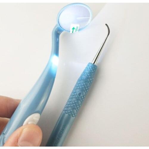 2Pcs/Set LED Light Mini Handle Curve Angle Dental Mouth Mirror Plaque Remover Oral Hygiene Teeth Cleaning Tooth Stain Eraser