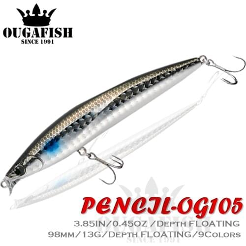 2021 Fish Tackle Pencil Fishing Lure Floating Topwater Bait Weights13g Strong Hard Double Hooks Pesca Saltwater Artificial Lures