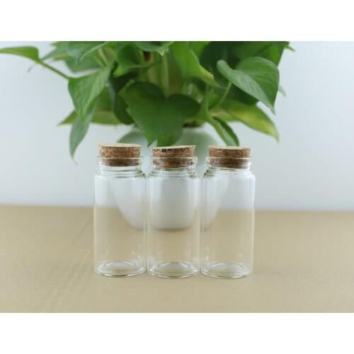 24PCS/lot 37*80mm 60ml Mini Glass Bottles Storage tiny Jar for Spice Corks spicy Bottle Candy Containers Vials With Cork Stopper