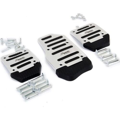 3 Pcs Non-Slip Racing Sport Manual Car Truck Pedals Pad Cover Set -Silver