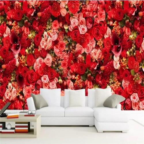 3D Wallpaper HD Red Rose Sea Bouquet Theme Living Room Bedroom Wall Professional Making Mural Photo Wallpaper