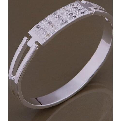 AB159 Lucky Silver Color Charm Bangle Bracelets For Women Fashion 925 Jewelry Buckle Single Light Bracelets /agsaixza Aneajela