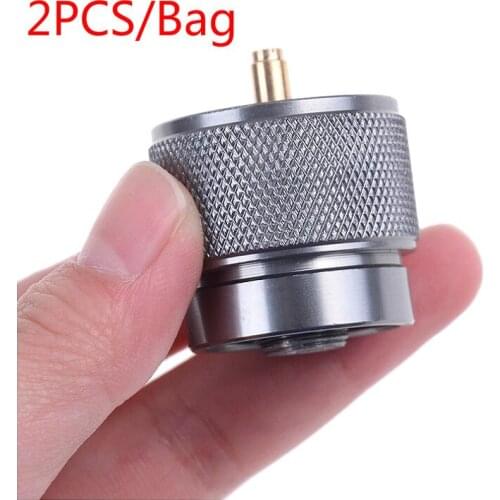 2PCS Outdoor Furnace Head Flat Gas Tank Adapter US Standards Manp Propane Gas Tank Converter Camping Stove Adapter Self-closing