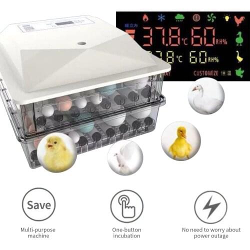 56 Eggs Incubator Digital Eggs Poultry Hatcher with Automatic Temperature and Humidity Control Auto-turning for Chicken Duck etc