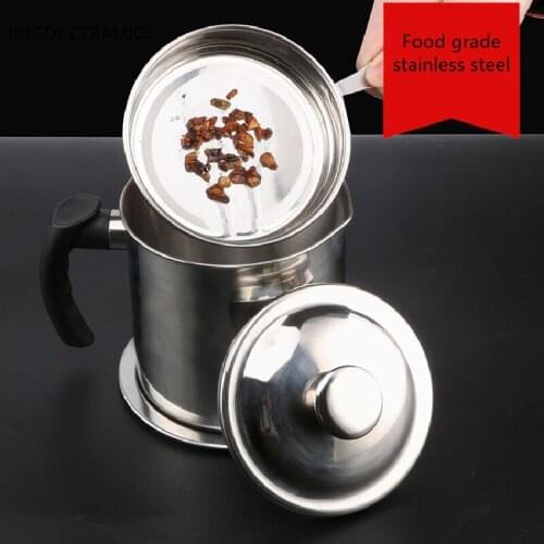 Stainless Steel Lard Tank Oil Filter Pot Filter Oil Separator Storage Tank Filter Tool Multifunction Home Kitchen Supplies Tools