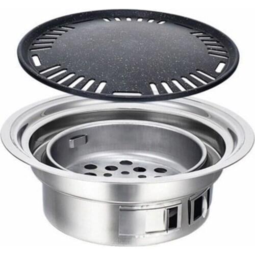 Stainless Steel Charcoal Barbecue Grill Non-Stick Barbecue Grills Portable Bbq Grill Round Carbon Barbecue Stove