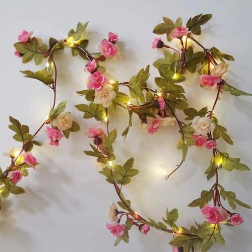 Beiaidi 10M 100 LED Artificial Flower Rose Vine Ivy Garland LED String Lights Bedroom Birthday Wedding Christmas Party Decoratio