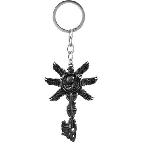 Game Biohazard Village Crow Wings & Baby & Key Logo Retro Alloy Metal Keychain Keyring Key Chain Accessories