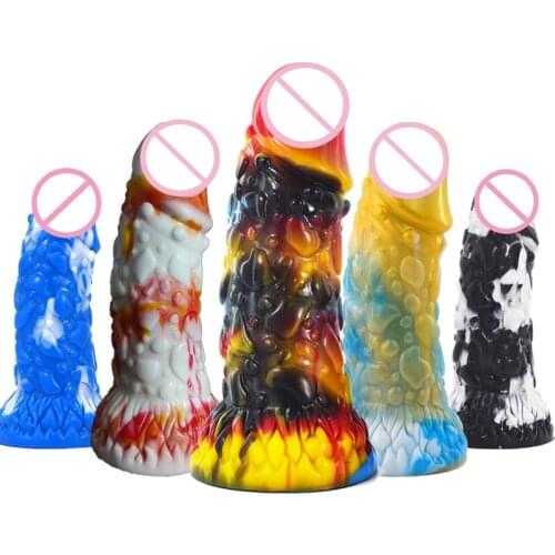 Graffiti Huge Dilldo Silicone Penis Realistic Big Dildos Female Masturbator Suction Cup Penis Anal Plugs Sex Toys For Women Dick