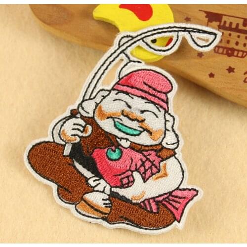 Interesting Japanese Fishing Embroidery Cloth Stickers Patches 8.0x6.5cm Diy Accessory Emblem DIY Backpack Fashion Patch