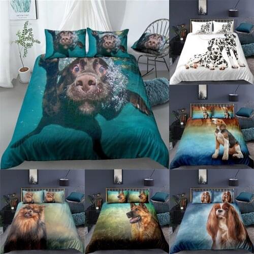 Cartoon Dog Bedding Set for Boys Teens 3D Animals Print Duvet Cover Bedclothes Home Luxury Housse De Couette Dekbedovertrek 3pcs