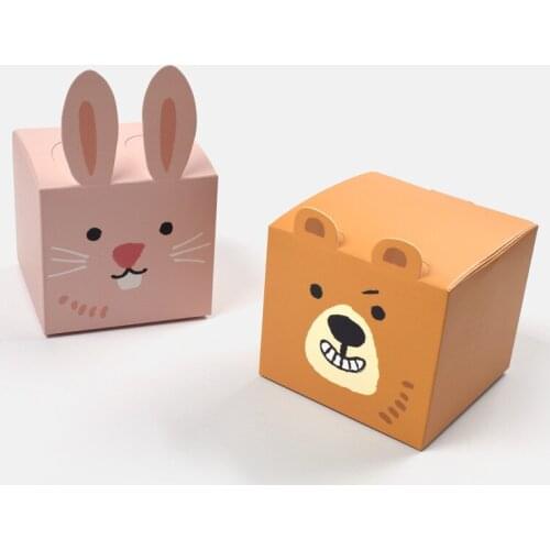 25/50Pcs Jungle Animal Candy Box Birthday Party Decorations Stereo Ear Easter Rabbit Party Diy Gift Box for Guests Baby Shower