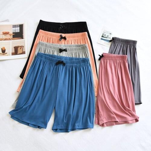Summer Women Comfortable Cotton Casual Shorts Elastic Waist Sleep Bottoms Solid Loose lounge Pants Relax Pajamas