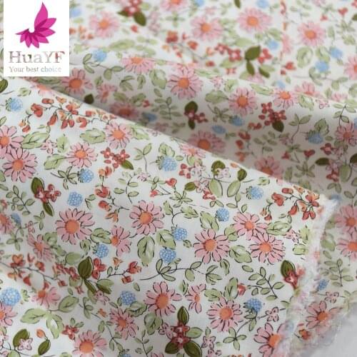 Hot Sale Floral 100% poplin Cotton Fabric for Clothes Baby Dress Sewing Bed Sheet Pillow Cover DIY Sewing Fabrics Home Textile