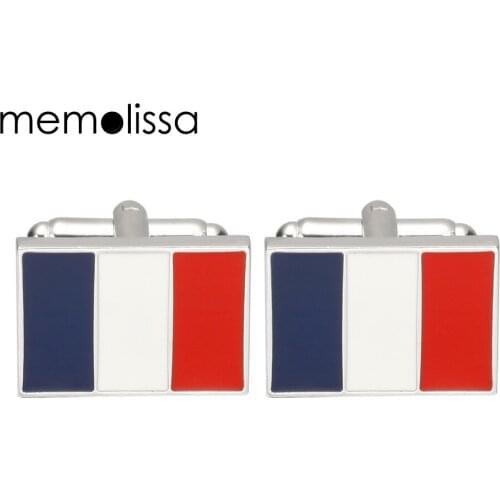MeMolissa Enamel FR Flag Cufflinks for Mens Shirt Cuff bottons High Quality Cuff links Brand Jewelry