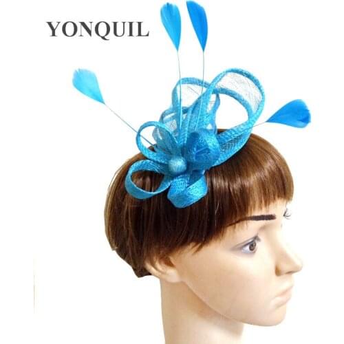 Cute Millinery Fascinators Nice Feather Hair Accessories Sinamay Hats Wedding Headwear 17 Colors Available High Quality OF1502