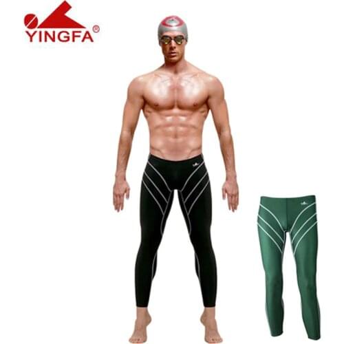 Yingfa Men Swimwear Professional Long Swimming Trunks Training Competition Chlorine Resistant Sunscreen Long Jammers
