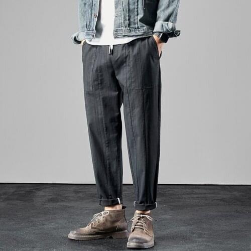 2021 Mens Striped Baggy Pants Men Knee Length Straight Sweatpants Japanese Streetwear Trousers Harem Pants For Men Haroun pants