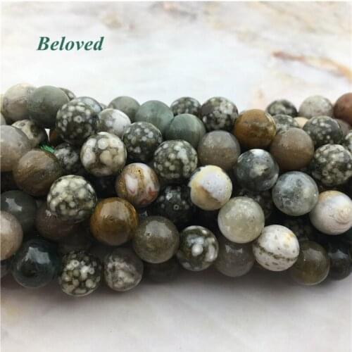 15.5" Wholesale Smooth Round Ocean Jaspers Loose Beads, High Quality Raw Drilled Sediment Stone Bead For Jewelry Making, BG18117