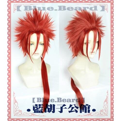 Game Final Fantasy VII FFVII Reno Cosplay Wig Long Red Heat Resistant Synthetic Hair Wigs + Wig Cap