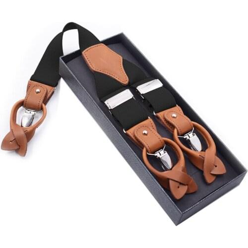 Leather Suspenders Mens giarrettiere Male Casual suspensorio button-end Trousers Strap Father/Husbands Gifts NBD9123