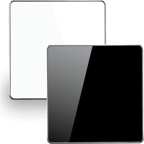 Luxury Glass Surface Home Hotel White / Black Color Blank Decorative Cassette Cover Plate 86mm Square Wall Panel