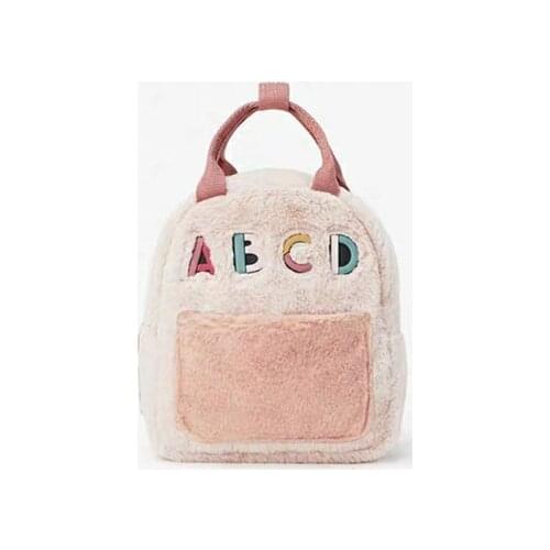 Stitching Letters Pink Plush School Bag Boys and Girls Fun Small Color Letter Backpack Handbags Childrens School Bag mini Bag