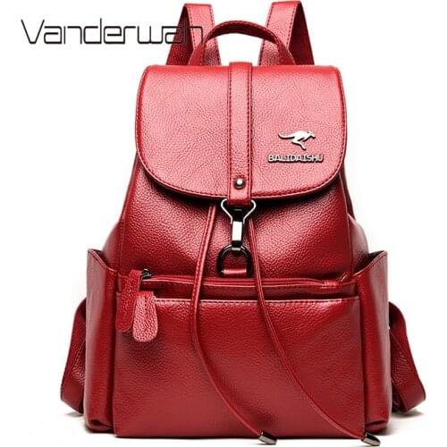 Anti-theft Ladies Backpack High Qulity Soft Leather Backpacks for School Teenagers Girls Large Capacity Travel Womens Book Bags