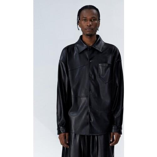 S-6XL ! 2021 New Men Womens clothing GD Hair Stylist Designer personality Stitched black leather Shirt Plus size costumes