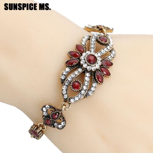 Bohemia Women Flower Resin Charm Bracelets Antique Ethnic Turkish Bracelet Bangles 8 Color Vintage Jewelry Wholesale 2018