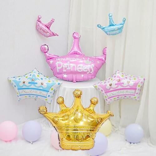 1Pcs Large Size Rose Gold Crown Foil Balloons Prince Princess Crown Ballons Baby Shower Kids Birthday Bachelorette Party Decors