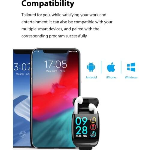 Newest Smart Watch With Bluetooth Earphone Heart Rate Monitor Smart Wristband Long Time Standby Sport Watch Men