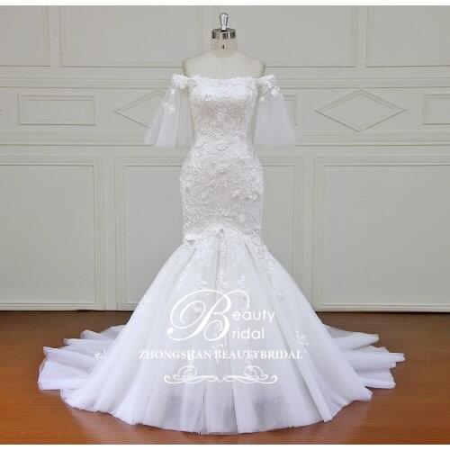 Custom made Mermaid Wedding Dresses Appliques lace up back Bridal Gowns Vestido De Novias Wedding Dress XF17029