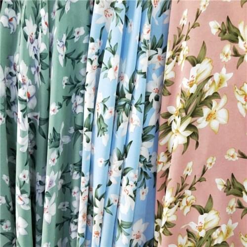 Sewing Fabric Fresh Flower Printing Elastic Qualified Chiffon Quality For Clothing Shirt Dress