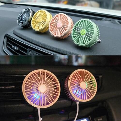 360-degree Rotating Atmosphere light Car Air Outlet Fan Mute Car Air Conditioning Cooling Fan Car Rear Seat Ventilation Fan