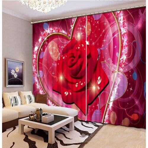 Hight Quality 3D Blackout Curtains variety of Lifelike Refined HD Elegant Window Curtains Bedroom Living Room Red rose Drapes