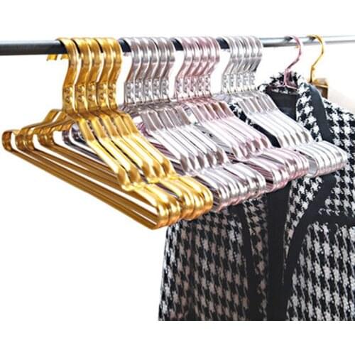 10 pcs/lot Aluminum Alloy Dry and Wet Clothes Rack with Anti-slip Groove Metal Adult Coat Hangers Household
