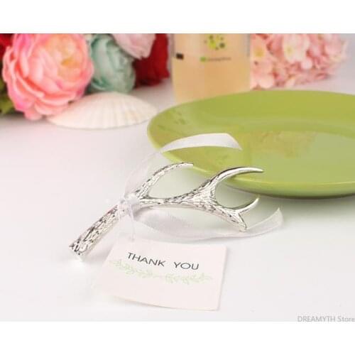 100pcs/lot Wedding Favors Silver Antler Bottle Opener Favor Party beer bottle opener in app bag event party gift