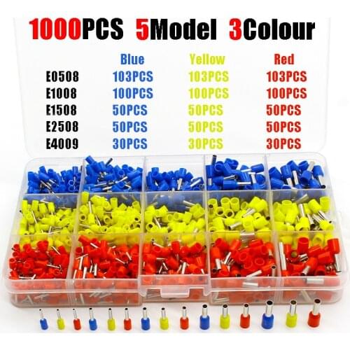 1000pcs/lot Bootlace cooper Ferrules kit set Wire Copper Crimp Connector Insulated Cord Pin End Terminal