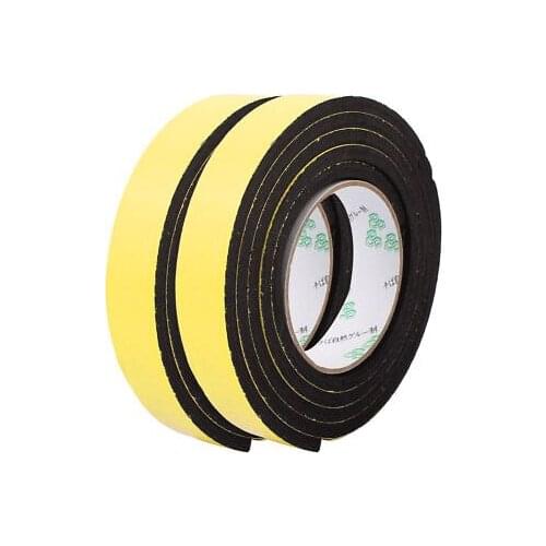2 Pcs 25mmx6mm Single Sided Self Adhesive Shockproof Sponge Foam Tape 2M Length