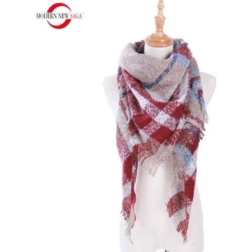 2021 Women Scarf Winter Plaid Scarf Autumn Head Shawl Fashion Hair Scarf Winter Luxury Scarfs For Ladies Designer Russian Style