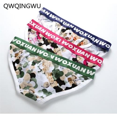 3PCS Men Underwear Cotton Briefs Floral Printing Mens Calzoncillos Sexy Panties Jockstrap Cueca Masculina Briefs Underpants