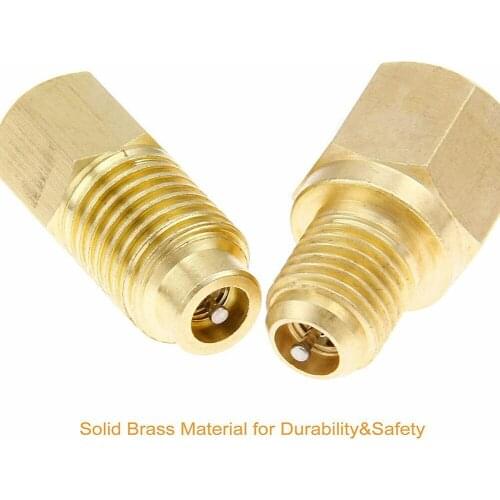 2pcs Adapter Brass Refrigerant Tank Connects R12 R22 Hose Set To R134A