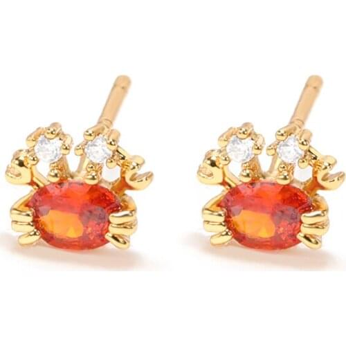 Cute Animals Zircon Ear Accessories Marine Organism Jellyfish Lobster Crab Shaped Beach Accessories Fashion Jewelry BFF
