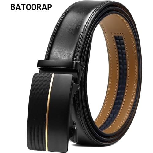 BATOORAP Luxury Brand Mens Leather Belts Black Cowhide High Quality Formal Belt Buckle Male Designer Business Waist Strap WLE026