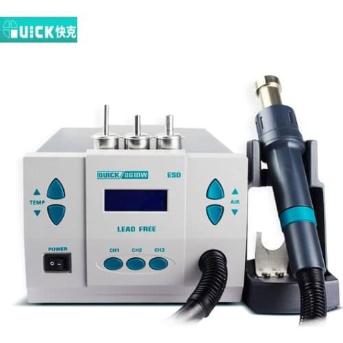 QUICK Original 1000W 220V 861DW heat gun lead free hot air soldering station microcomputer temperature Rework Station+3nozzl
