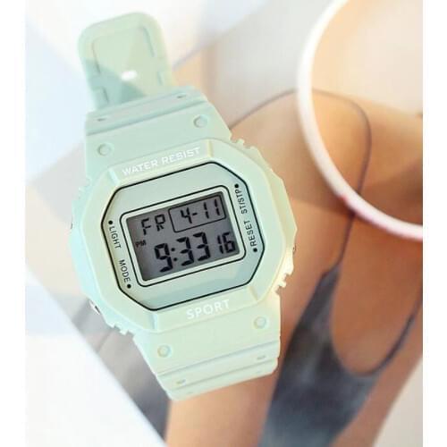 2019 New Multifunction Electronic Sport Woman Watch Waterproof Silicone Student Wristwatches Big Dial Clock relogios femininos
