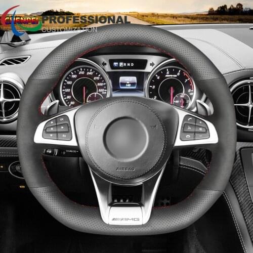 DIY Hand-Sewn Non-Slip Leather Suede Steering Wheel Cover For Benz C190 R190 W205 C117 C218 W213 X253 Car Interior Accessories